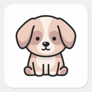Balanced Minimal Dog – Modern Cute Illustration Square Sticker
