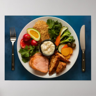 Balanced Plate of Lean Proteins, Whole Grains Poster