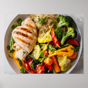 Balanced Plate with Lean Proteins, Whole Grains Poster