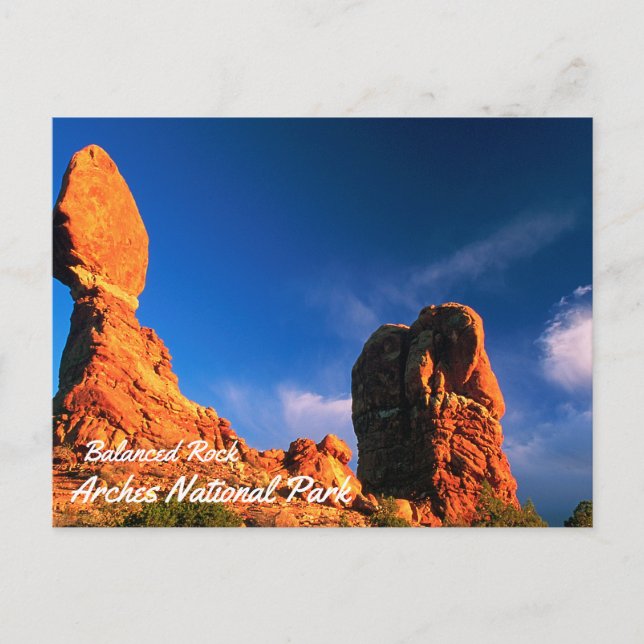 Balanced Rock At Sunset Postcard (Front)