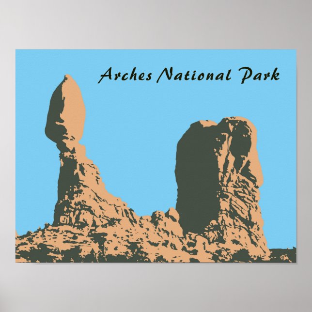 Balanced rock in Arches National Park- Utah, USA Poster (Front)