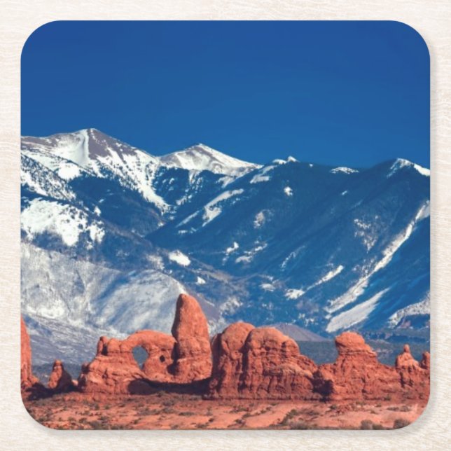 Balanced Rock Trail Square Paper Coaster (Front)