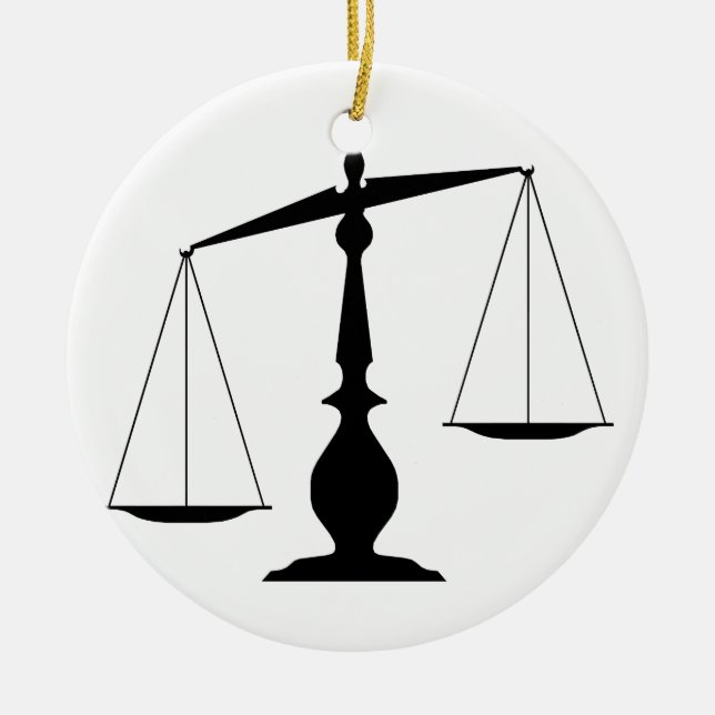 Balanced Scales Ceramic Tree Decoration (Front)