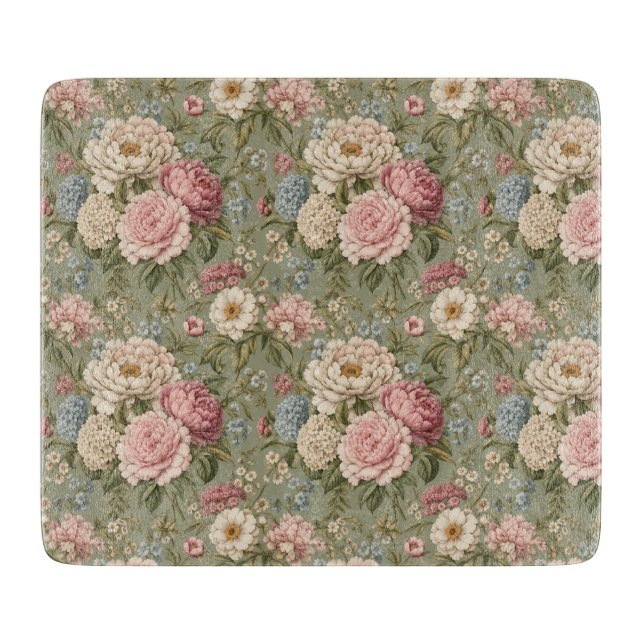 Balanced Vintage Botanical Bouquet Cutting Board (Front)