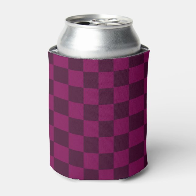 Balanced Visuals with Maroon Chequerboard Pattern Can Cooler (Can Front)