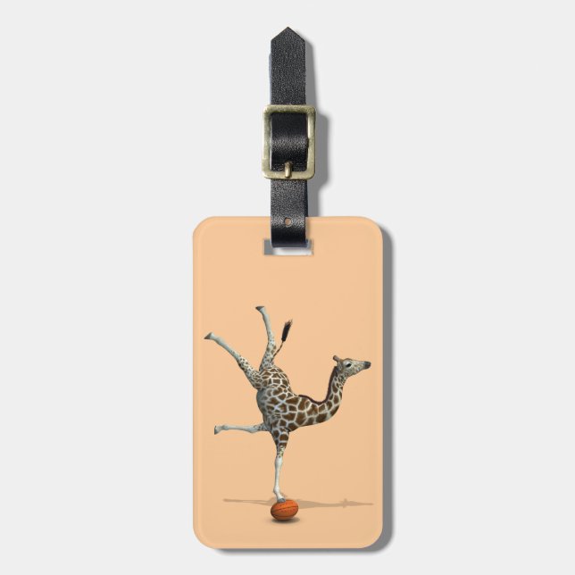 Balancing Giraffe Luggage Tag (Front Vertical)