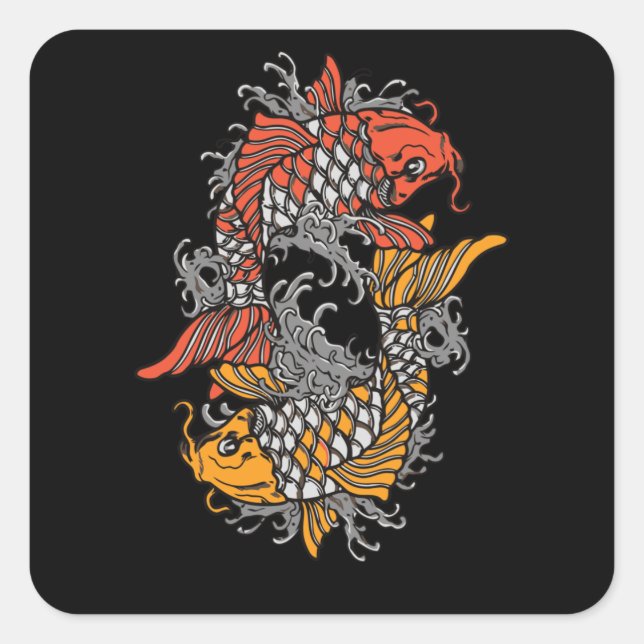 Balancing Koi Square Sticker (Front)