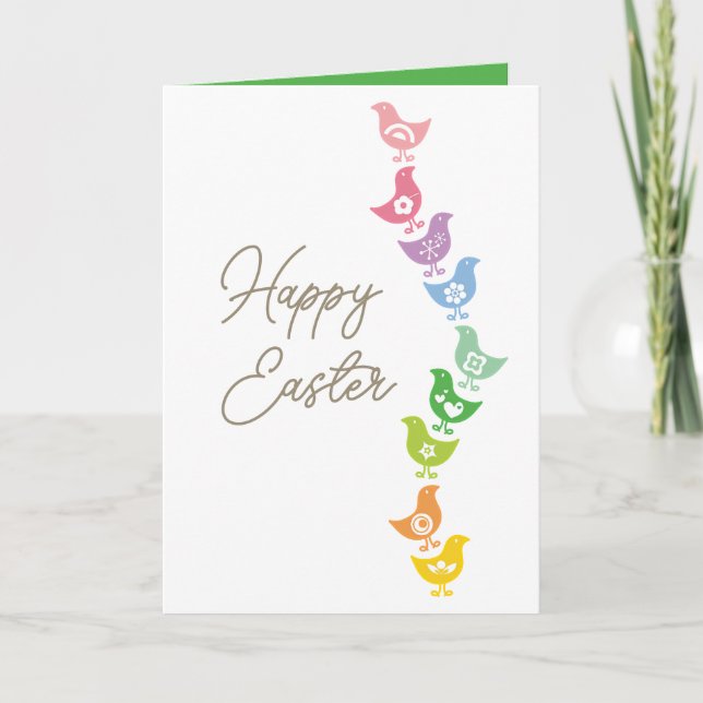 Balancing Retro Rainbow Chicks Custom Fun Card (Front)