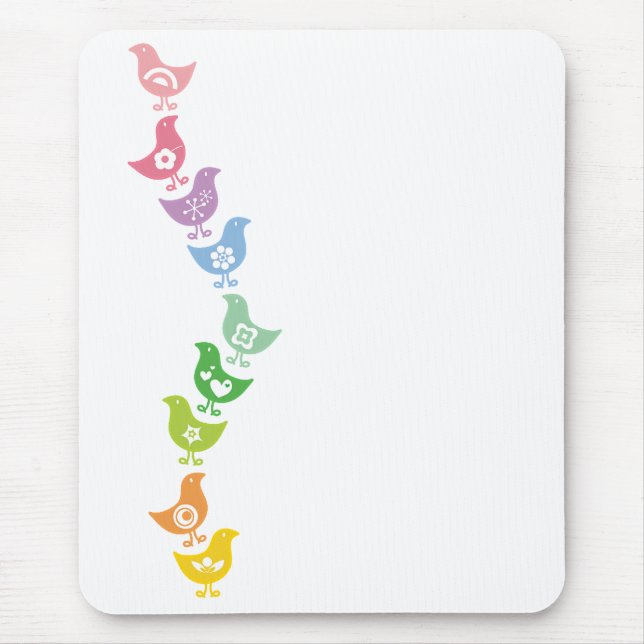 Balancing Retro Rainbow Chicks Fun Custom Mousepad (Front)