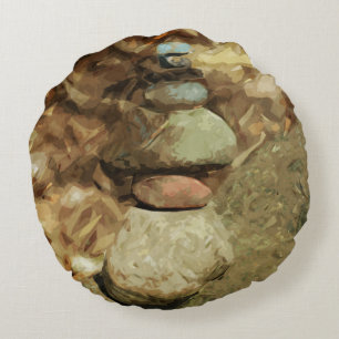 Balancing Rocks Abstract Impressionism Round Cushion