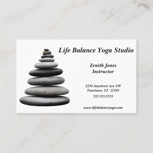 Balancing Rocks Yoga Spa Holistic Self-Care Business Card (Front)