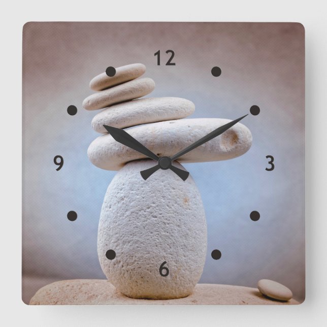 Balancing Stones Square + your ideas Wall Clock (Front)