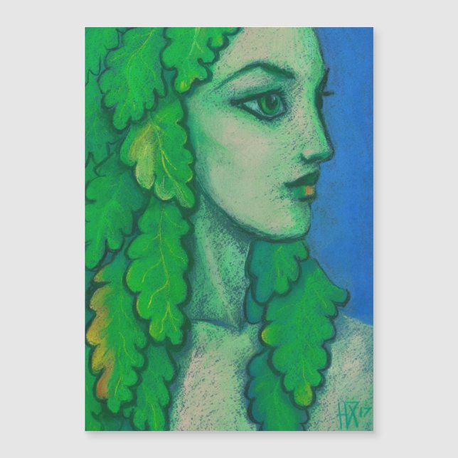 Balanis, dryad, green leaves, forest goddess, art (Front)
