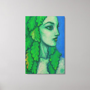 Balanis, dryad, green leaves, forest goddess, art canvas print