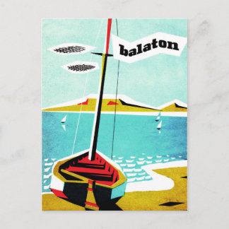 Balaton lake, fishing boat on the coast, Hungary Postcard
