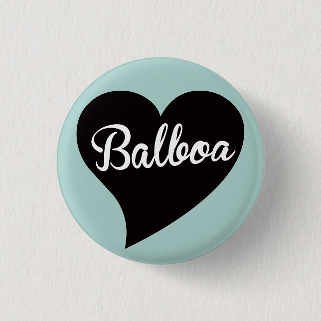 Balboa Black Heart Powder Blue 3 Cm Round Badge (Front)