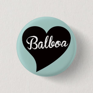 Balboa Black Heart Powder Blue 3 Cm Round Badge