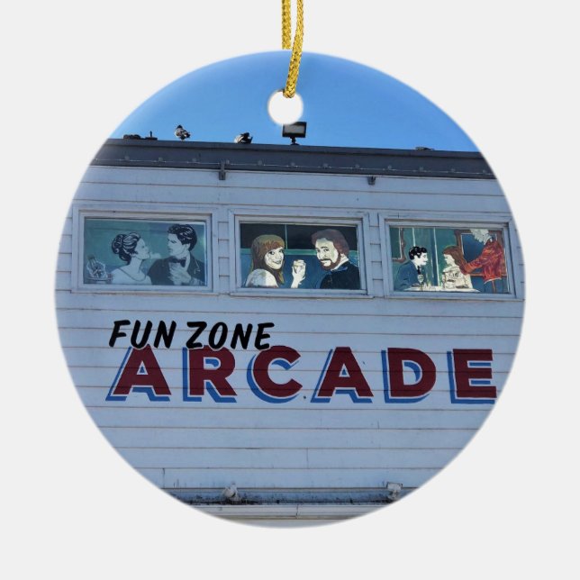 Balboa Fun Zone, Newport Beach, California Ceramic Tree Decoration (Front)