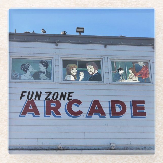 Balboa Fun Zone, Newport Beach, California Glass Coaster (Front)