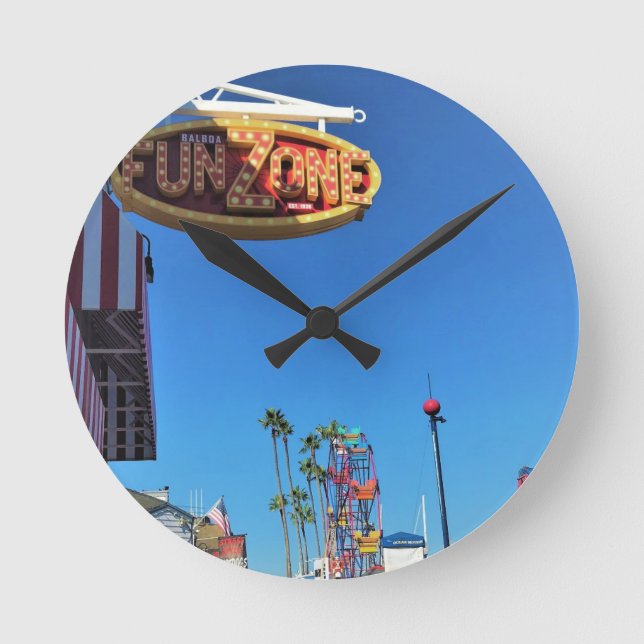 Balboa Fun Zone, Newport Beach, California Round Clock (Front)
