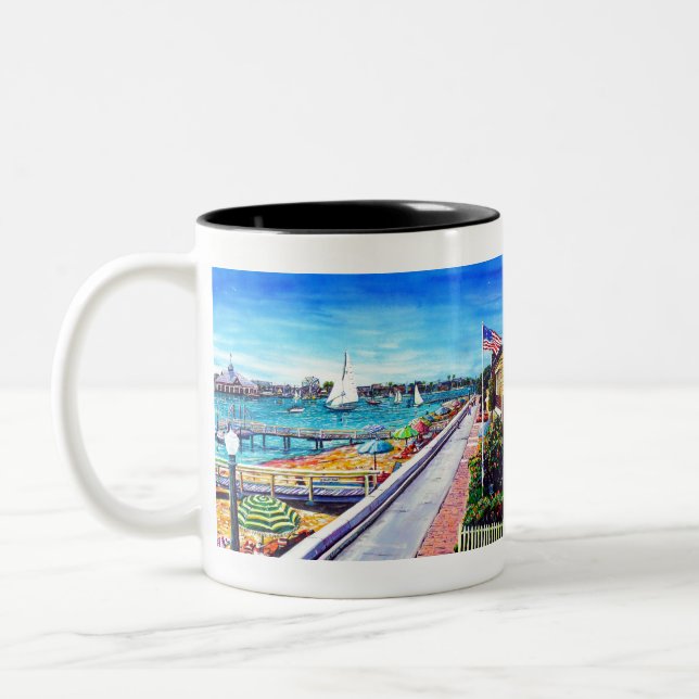 Balboa Island Newport Beach Ca. Two-Tone Coffee Mug (Left)