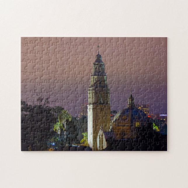 Balboa Park California Tower Dome at Dusk Jigsaw Puzzle (Horizontal)