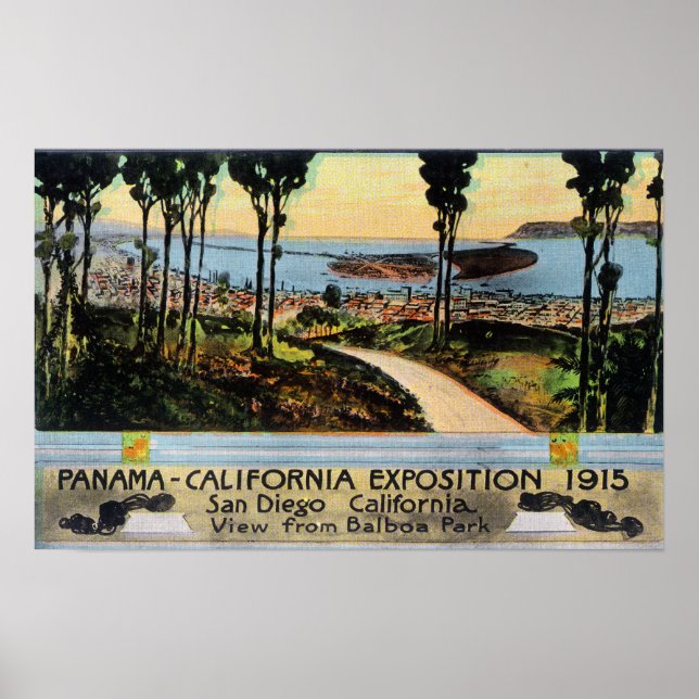Balboa Park View of City, Panama-CA Expo Poster (Front)