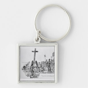 Balboa Setting up the Cross on the Shore Key Ring