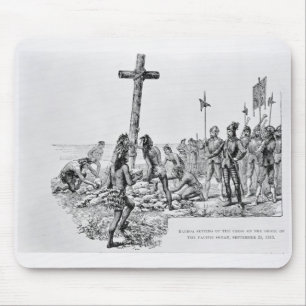 Balboa Setting up the Cross on the Shore Mouse Mat