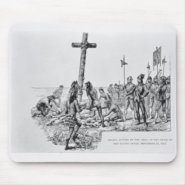 Balboa Setting up the Cross on the Shore Mouse Mat (Front)