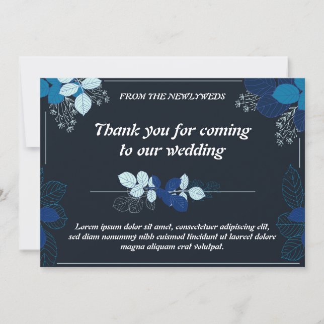Balck and Blue Palette Thank You Wedding Card (Front)