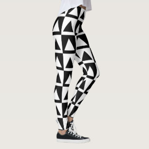 Balck and white triangle geometric retro leggings