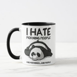 balck white cute funny panda cartoon quote mug