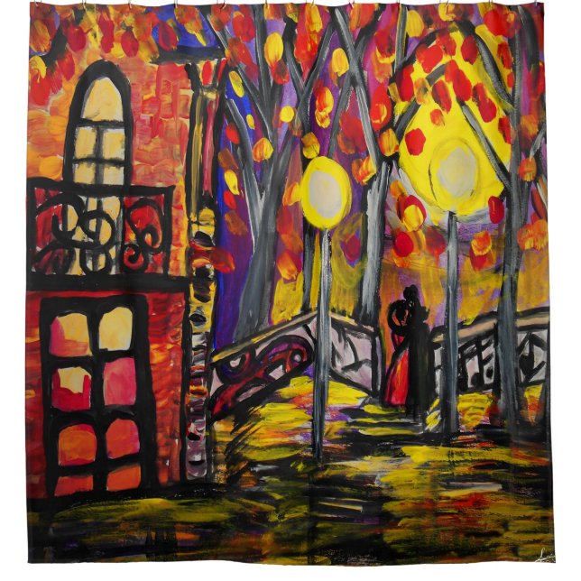 Balcony At Night Shower Curtain (Front)