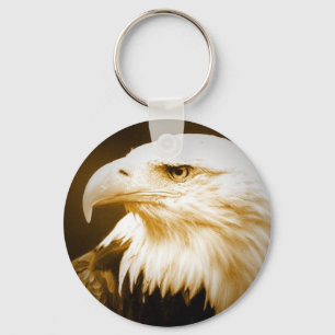 Bald American Eagle Eye Key Ring