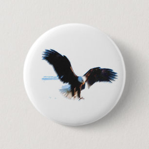 Bald American Eagle Landing 6 Cm Round Badge