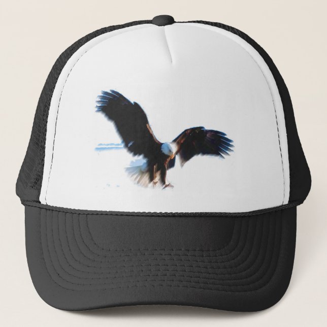Bald American Eagle Landing Trucker Hat (Front)