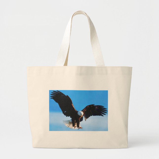 Bald American Eagle Large Tote Bag (Front)