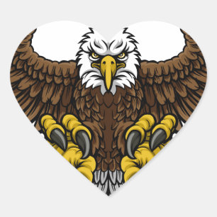 Bald American Eagle Mascot Heart Sticker
