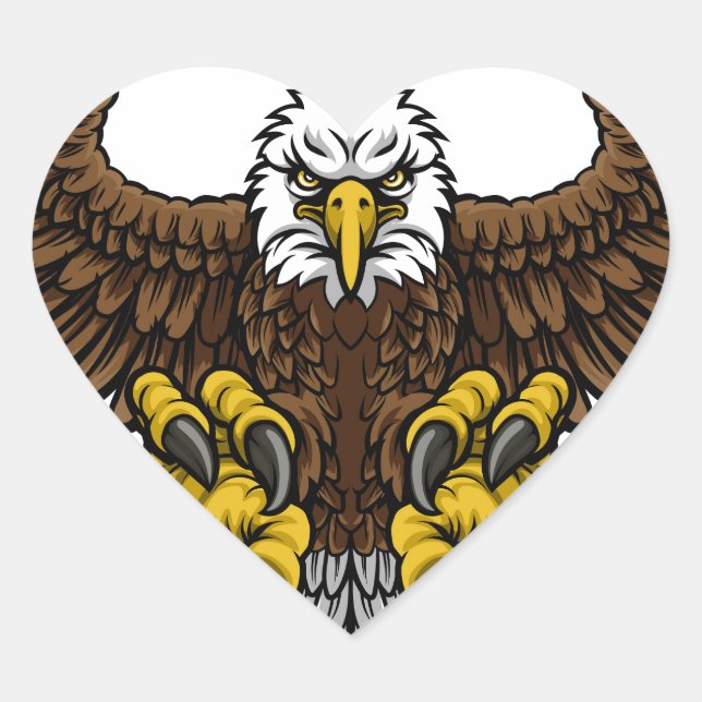 Bald American Eagle Mascot Heart Sticker (Front)