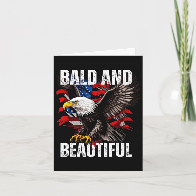 Bald And Beautiful July 4th Independence Day Ameri Card (Front)