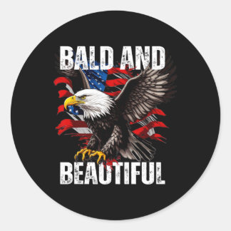 Bald And Beautiful July 4th Independence Day Ameri Classic Round Sticker