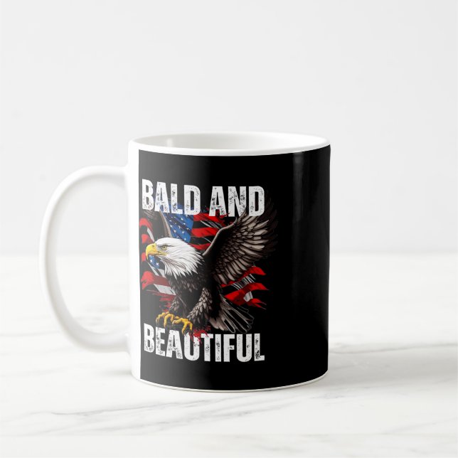 Bald And Beautiful July 4th Independence Day Ameri Coffee Mug (Left)