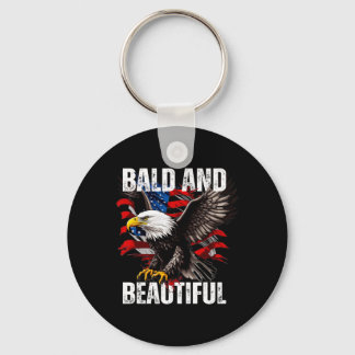 Bald And Beautiful July 4th Independence Day Ameri Key Ring