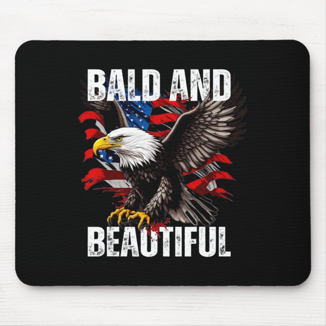 Bald And Beautiful July 4th Independence Day Ameri Mouse Mat (Front)