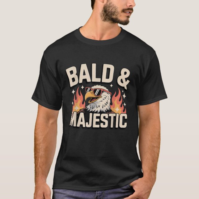 Bald and Majestic Funny Dad Tee Patriotic Eagle Gi (Front)