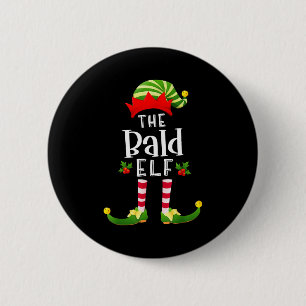 Bald Christmas Elf Matching Pajama X-mas Party  6 Cm Round Badge