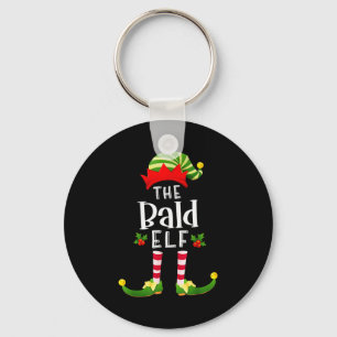 Bald Christmas Elf Matching Pajama X-mas Party Key Ring