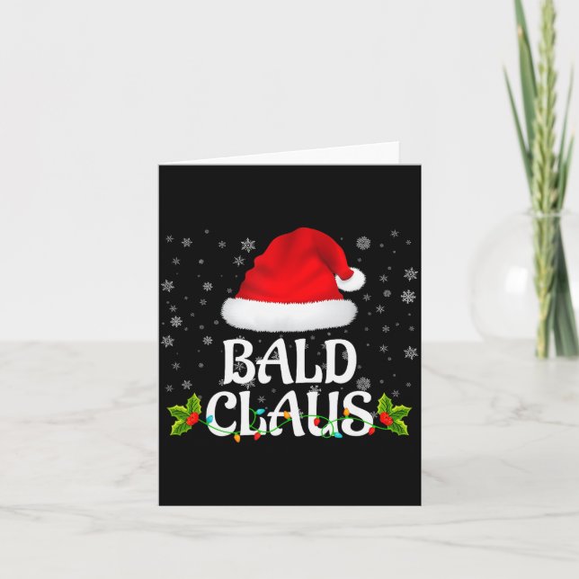 Bald Claus Christmas Lights Santa Pajama Family Ma Card (Front)