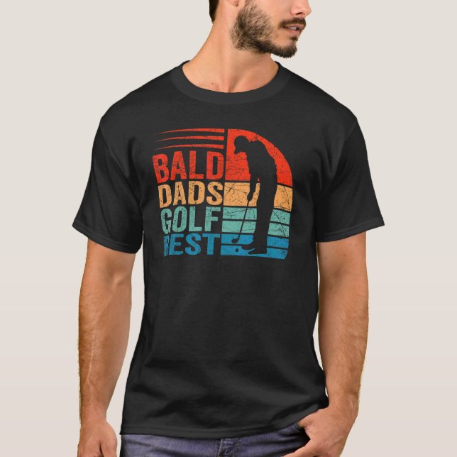 Bald Dad Golf Father's Day Golfer Retro T-Shirt (Front)
